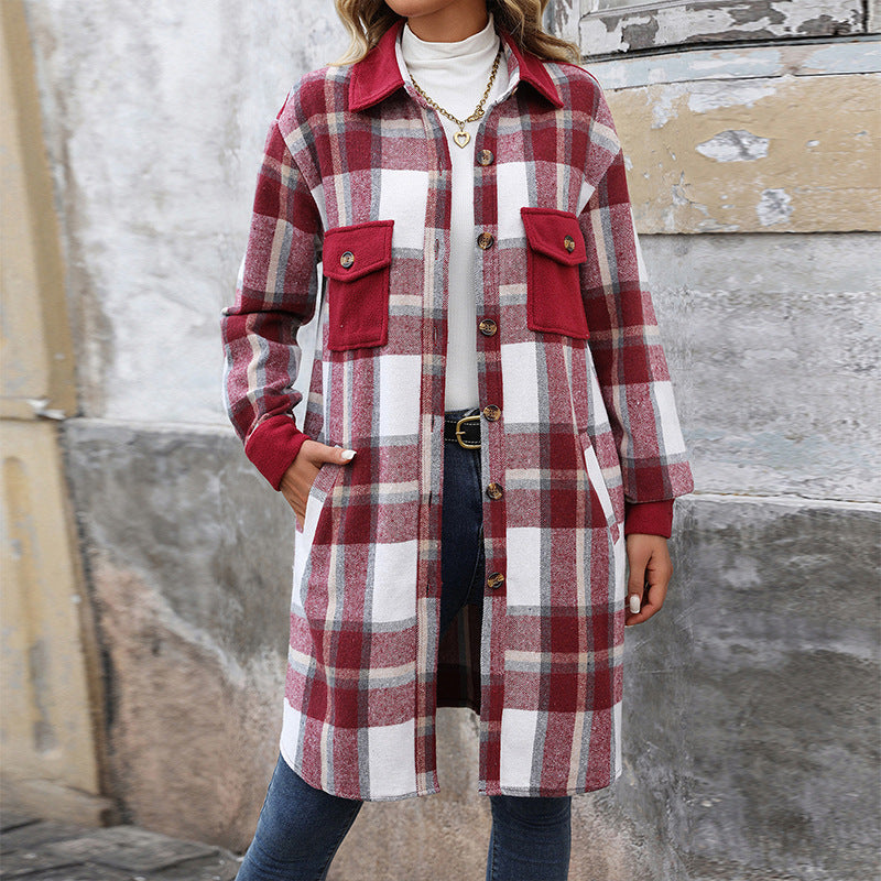 Manteau long à carreaux brossés