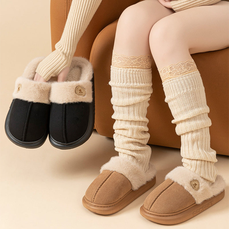 Chaussures en molleton d'intérieur à semelles épaisses