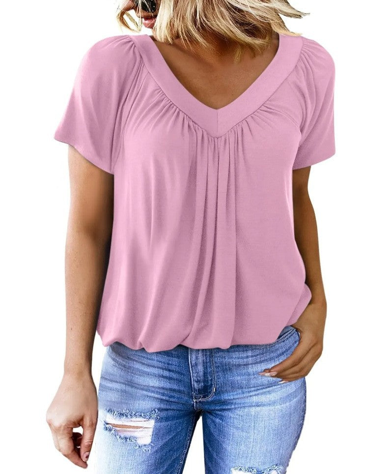 T-shirt col V à manches courtes