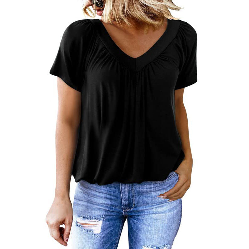 T-shirt col V à manches courtes