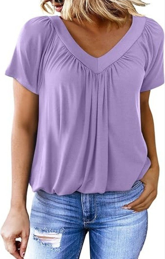T-shirt col V à manches courtes