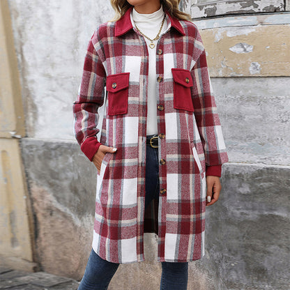 Manteau long à carreaux brossés