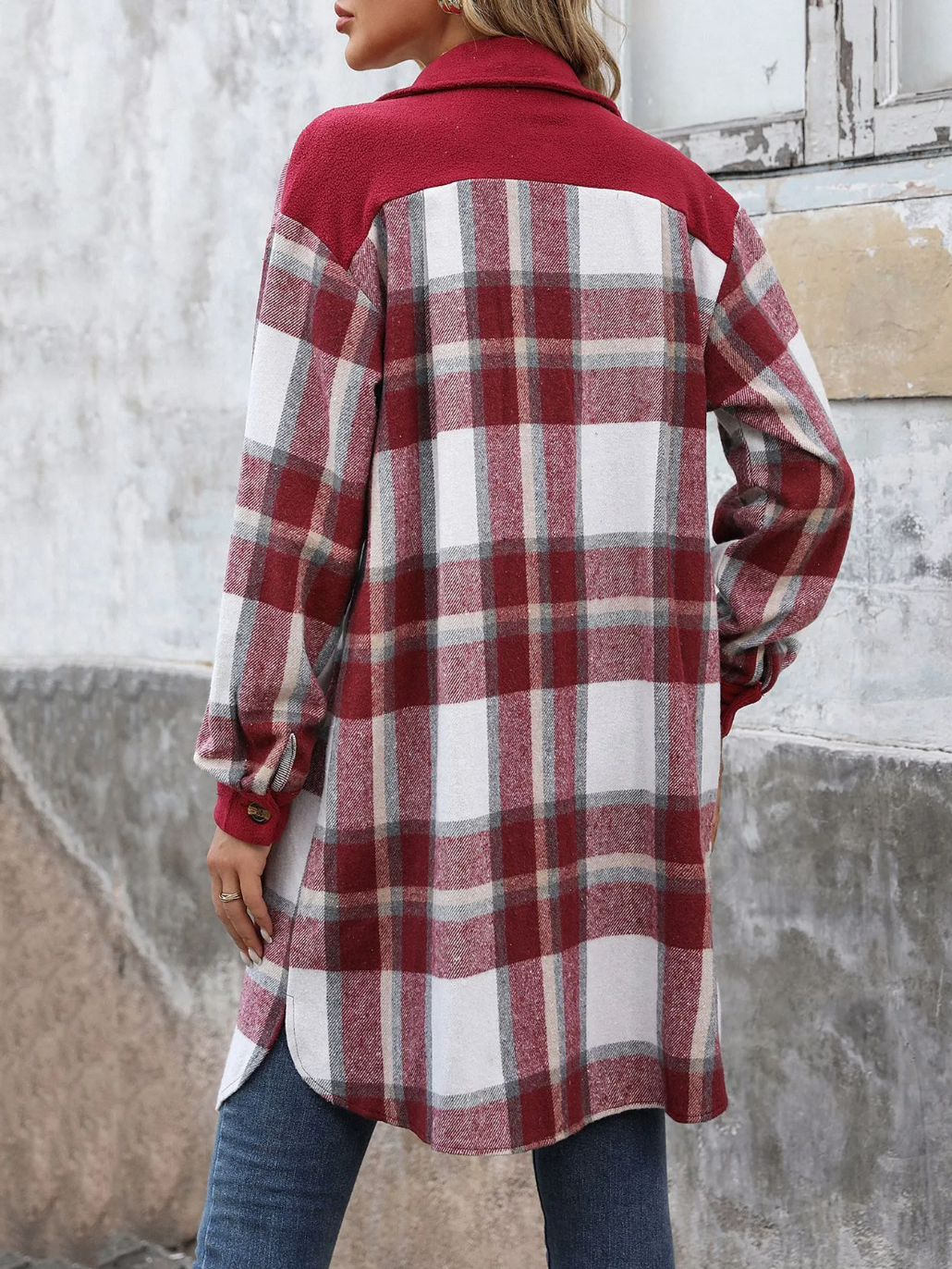 Manteau long à carreaux brossés