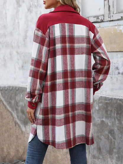 Manteau long à carreaux brossés