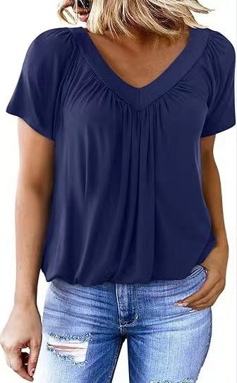 T-shirt col V à manches courtes
