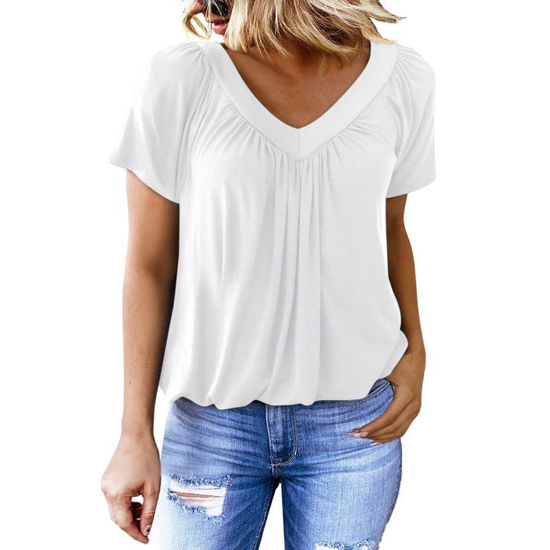 T-shirt col V à manches courtes