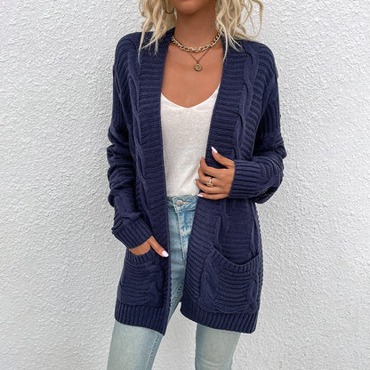 Cardigan mi-long torsadé